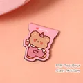 Pink cartoon bear magnetic bookmark with milk tea design, sized 3x3.7cm for students - Approx. 3*3.8cm / Milk Tea Bear
