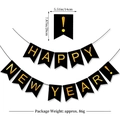 Detailed view of Happy New Year banner with size specs and gold foil swallowtail design - Exclamation Mark New Year Bronzing Banner