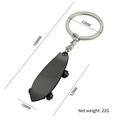 Portachiavi mini skateboard in metallo grigio canna di fucile con ruote mobili - X-1537 Skateboard / Nero