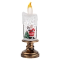 Lanterna candela LED natalizia con figurina di Babbo Natale e base in bronzo - Candela Lunga Piccola Babbo Natale