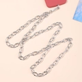 Silver twisted metal chain phone lanyard with lobster clasp and clear connection patch - 12mm Curved O-Chain Aluminum Silver / 63g