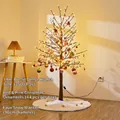 1.8m Artificial Christmas tree with 350 LED lights, red pink baubles and plush tree skirt - 1.8m Encryption Red Pink Christmas Ball Set