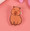 Cute acrylic capybara badge clip for bags, featuring a round cartoon animal design - No.5 Capybara