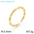 Anillo abierto de oro estilo bambú para mujer talla 6 a 10 con ancho de banda de 2,4 mm - US 6 / Oro (KR100826-KFC)