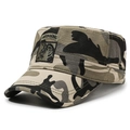 Casquette plate camouflage pour homme en gris et vert avec écusson Airborne brodé - Réglable / Camouflage