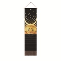 Detail of Nordic moon and sun tapestry with gold celestial patterns and tassels - 32.5x130cm / Style 5