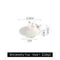 White ceramic bird jewelry tray with petal texture, weighing 228g and 12.8cm wide - Bird Jewelry Dish - Style 1 White