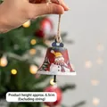 Christmas snowman bell ornament with red finish and hemp rope, 6.5cm height - Red Snowman Bell