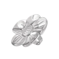Exaggerated silver flower ring in metallic finish with 3D petals and detailed stamens - Silver Flower Ring