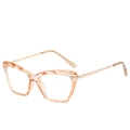 Faceted cat eye glasses in translucent amber finish with elegant gold metal temples - Champagne Frame Anti-Blue Light