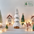 Mini 20cm verschneiter Weihnachtsbaum mit beflockten Nadeln und Holzsockel für Tisch - 20CM Zeder Baum (Kein Licht) (A-SQ89)