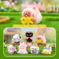 Set of 7 cute cartoon cat crystal stone desk ornaments with colorful mineral stones - HM195 Meow Fun Crystal Series Set of 6 / Full Box Set