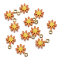 Pendentif marguerite orange en acier doré avec centre jaune pour création de bijoux - 7*10mm / Orange