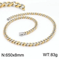 Collier chaîne cubaine bicolore or et argent, longueur 650 mm et largeur 8 mm - Collier 65cm x 8mm / Or et Argent