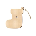Wooden Christmas stocking ornament with star cutout and rustic twine hanging loop - Stocking (10 Pieces)