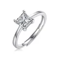 Prinzess-Schliff Moissanit Ring aus S925 Sterlingsilber mit verstellbarer Ringschiene - R12738 Prinzess-Schliff Stil / 5.5mm / 1 Karat