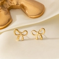 Boucles d'oreilles nœud en or mat au design minimaliste sur tissu plissé doux - 【g3035】boucles D'oreilles Nœud Or