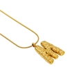 Golden letter M necklace with molten lava texture on a fine snake chain for women - Letter M