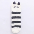 Cute white and grey striped raccoon plush coral fleece sock with 3D animal ears - Grey Striped Panda