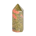 Polished Unakite healing crystal wand with green and pink natural mineral textures - 32*8*8mm / Unakite
