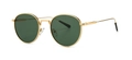 Retro round metal sunglasses with a golden frame and dark green lenses for a vintage look - Gold Frame Transparent Green Lens