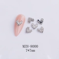 Ciondoli per unghie a forma di cuore d'argento 7x7mm con zircone per manicure 3D - Stile Cuore con Strass Argento (8000)