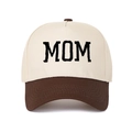 Retro MOM letter embroidered baseball cap with two-tone design in beige and brown - Adjustable / Off-White and Dark Brown
