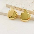 Polished 18K gold plated stainless steel fan shaped earrings in glossy finish - Gold