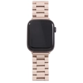 Detailed view of beige resin and metal link strap for Apple Watch with 3-bead design - 38/40/41mm / Antique Gold