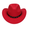 Classic bright red western cowboy hat with black leather band and silver star studs - M (56-58cm) / Red (B)