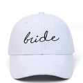 Classic white cotton baseball cap featuring elegant black bride script embroidery - Bride Embroidery / White