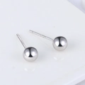 S925 sterling silver ball stud earrings with minimalist high-polished finish for women - 925 Silver / 5MM Round Ball (White Gold)