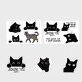 Size specifications for 8pcs waterproof cat stickers showing various dimensions in cm and inches - 30x20cm/2 Sheets/8 Patterns / Black Cat