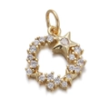Gold star wreath pendant with sparkling cubic zirconia on a minimalist white background - Star Circle Wreath Pendant