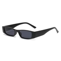 Retro rectangle sunglasses in sleek black frame and lenses for a modern chic look - Matte Black Grey