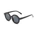 Kids round candy colored sunglasses featuring a retro black frame and dark grey lenses - Black Frame