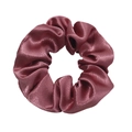 Elegant wine red satin oversized scrunchie with smooth glossy finish and pleated texture - Deep Pink