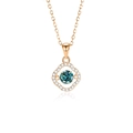 Elegant rose gold necklace featuring a vibrant blue moissanite dancing heart pendant - 925 Silver / Green Moissanite Rose Gold