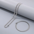 Ensemble collier et bracelet en acier inoxydable argenté avec maille gourmette - Parure Collier et Bracelet / 4.5mm / 20cm / Acier