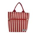 Sac cabas chic en toile à rayures rouges et blanches avec poche avant zippée et anses - Rouge