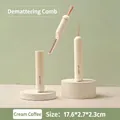 Pet 3-in-1 grooming comb in cream color with stainless steel teeth and portable handle - Detangling Comb Only / Creamy Coffee