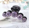 Elegante pinza per capelli nera con fiori di strass viola per acconciature da donna - Violetto