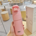 Pink 700ml insulated sports bottle with silicone sleeve and dual-use straw lid - 700ml / Pink