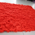 Vibrant red faux silk moss mat with thick plush texture for decorative landscaping - 1m x 1m / Red