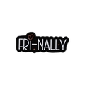 Emaille-Anstecknadel mit weißem FRI-NALLY-Text und rotem Herz auf schwarzem Grund - FRI-NALLY Slogan (QHXZ844)