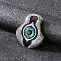 Colgante punk de ojo del diablo con ojo azul en acero inoxidable con acabado antiguo - Solo Colgante (KP116409-MZOZ) / Ojos Verdes
