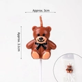 Brown teddy bear cupcake candle with black bow tie for party cake decoration - Teddy Bear Candle in Bag (1 Pc)