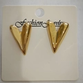 Polished gold heart-shaped V-design stainless steel earrings on a jewelry card - 18K Gold Long Heart (WG0278)