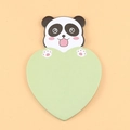 Heart-shaped panda cartoon sticky note in green and white colors for office use - Panda