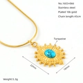 Roestvrij staal 18k verguld zon turquoise hanger ketting elegante ketting 45cm - Zyg1603+066 / 18K goud